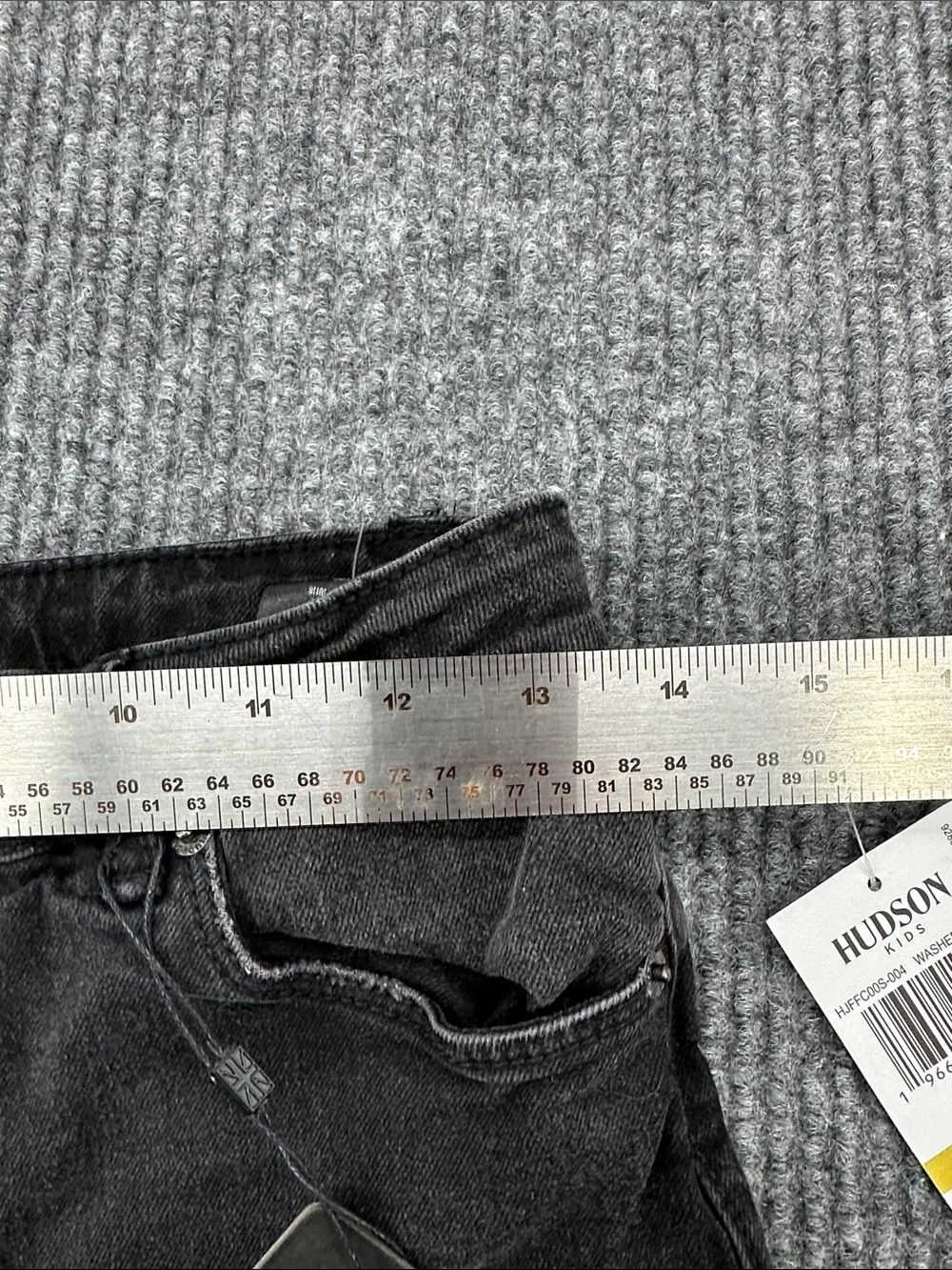 Hudson Jeans Kids Black Washed Slim Jeans with Knee Details